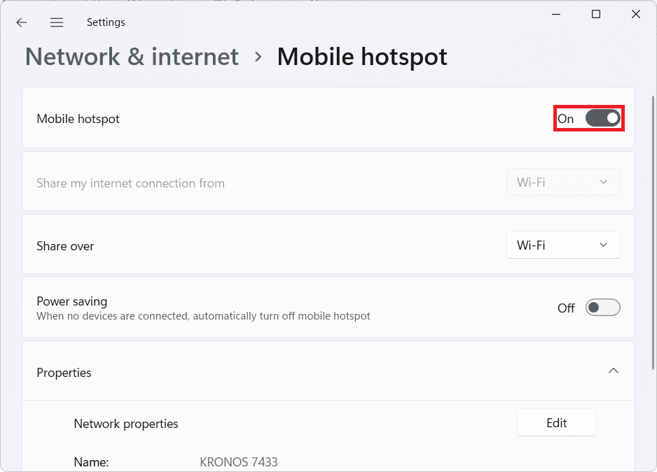 Cambie el interruptor para desactivar el punto de acceso móvil