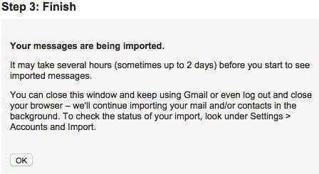 terminar importación