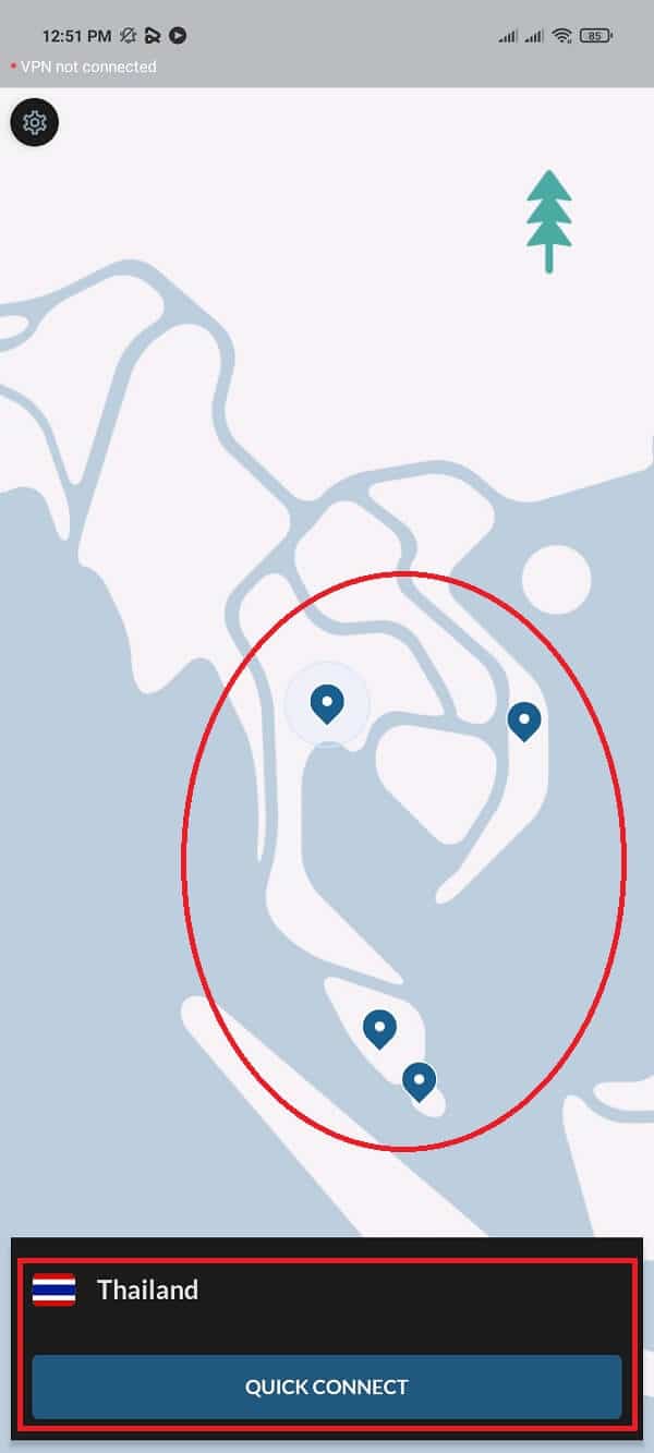 inicie su aplicación VPN y seleccione un servidor proxy.