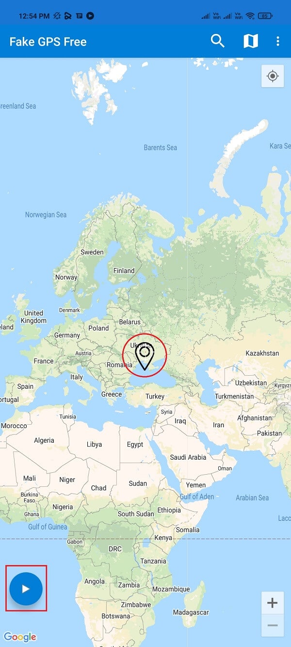 inicie la aplicación Fake GPS Go y acepte los términos y condiciones.