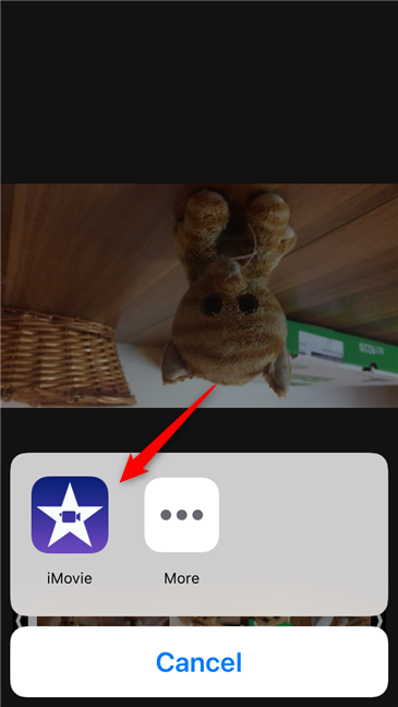 Seleccionar para usar iMovie para editar video