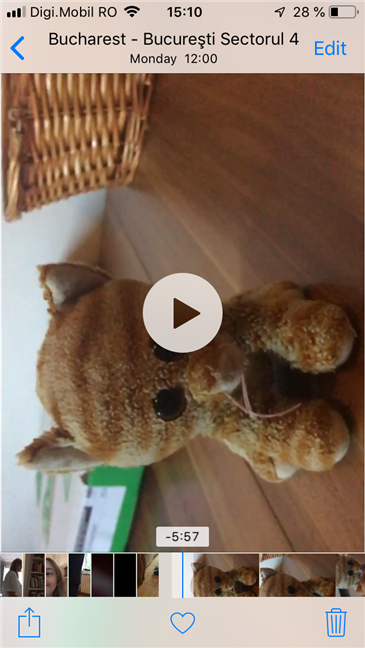 iPhone muestra el video girado en la aplicación Fotos