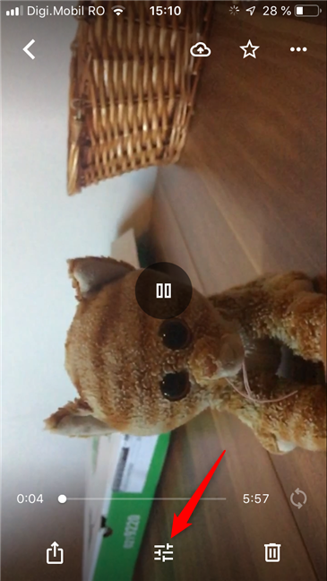 Tocando el botón Editar en Google Fotos