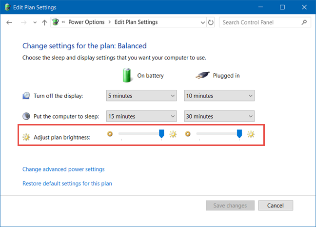 Windows, plan de energía, configuración