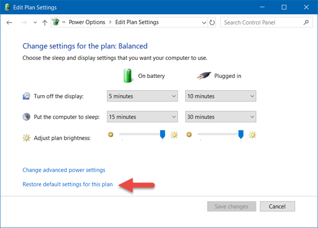 Windows, plan de energía, configuración