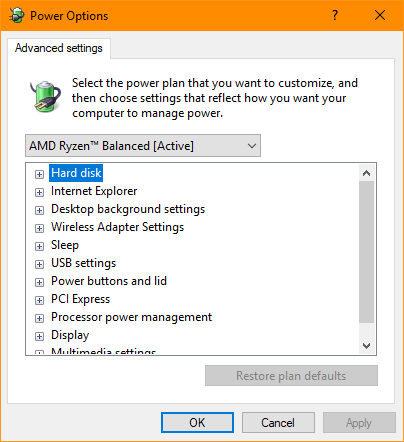 Windows 10, control deslizante de energía