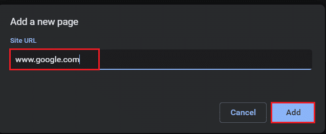 agregar una nueva página en la configuración de Chrome