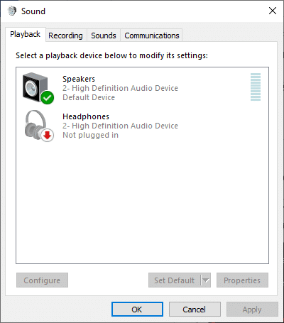 Ahora, cambie a la pestaña Reproducción |  Cómo potenciar los graves de los auriculares y altavoces en Windows 10