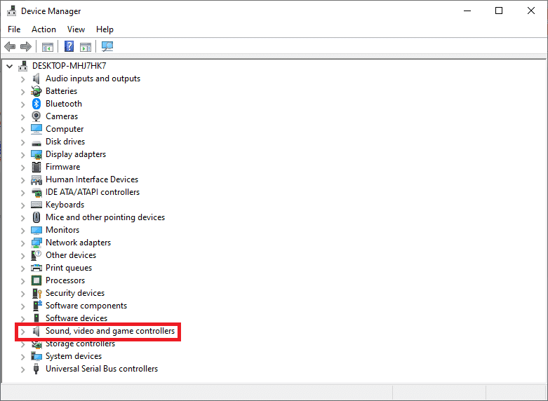 Seleccione Controladores de video, sonido y juegos en el Administrador de dispositivos |  Cómo potenciar los graves de los auriculares y altavoces en Windows 10