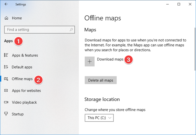 Descargar mapas en Windows 10