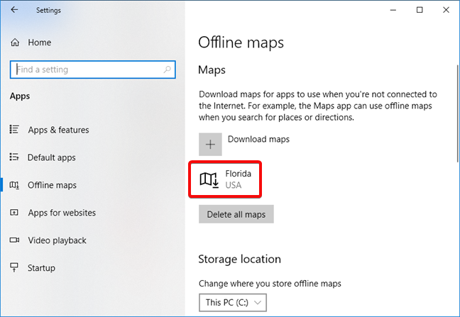 Mapas descargados para Windows 10