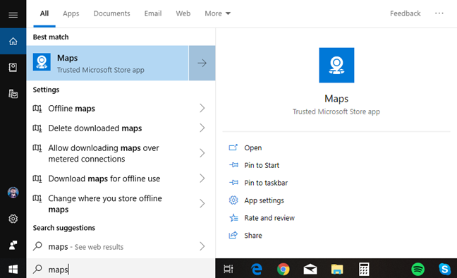 Buscar mapas en Windows 10