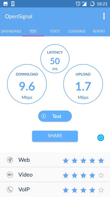 Android, internet, conexión, prueba, velocidad, medida, descarga, carga