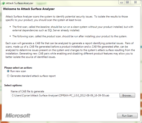 Analizador de superficie de ataque de Microsoft