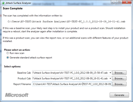 Analizador de superficie de ataque de Microsoft