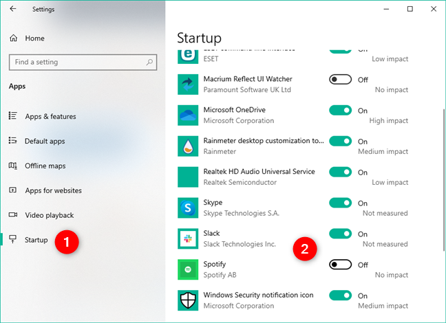 Habilitar o deshabilitar aplicaciones para que se inicien al iniciar Windows 10