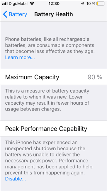 Funciones de salud de la batería encontradas en el iPhone
