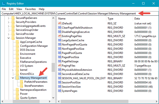 Windows 10, Editor del Registro, barra de direcciones