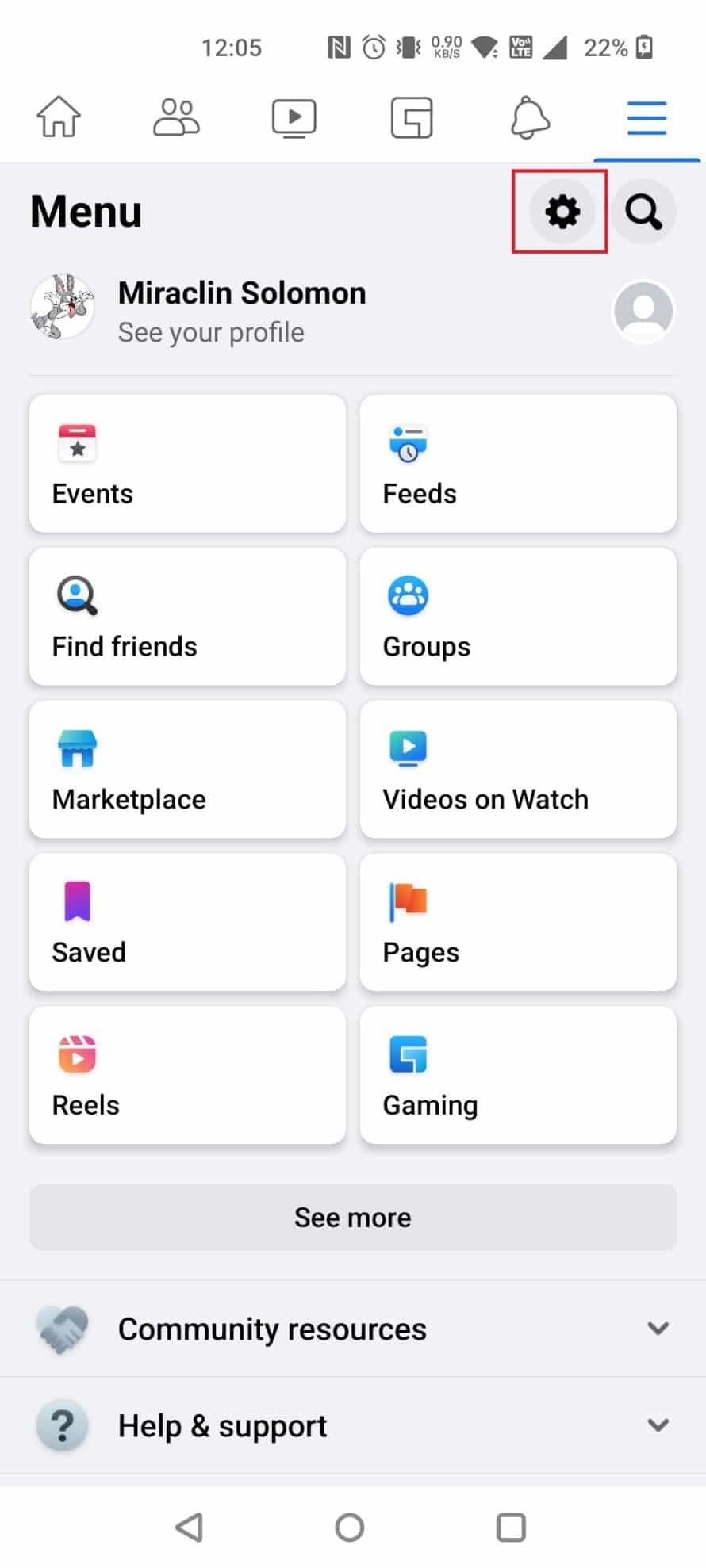 Toca el ícono de configuración