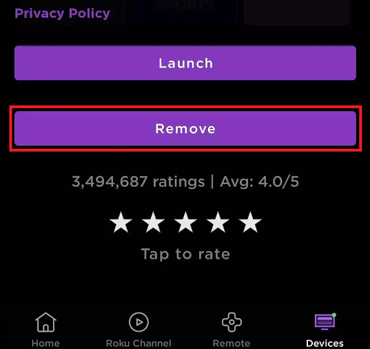 Seleccione la aplicación que desea eliminar tocando Eliminar | Cómo cancelar hbo en roku