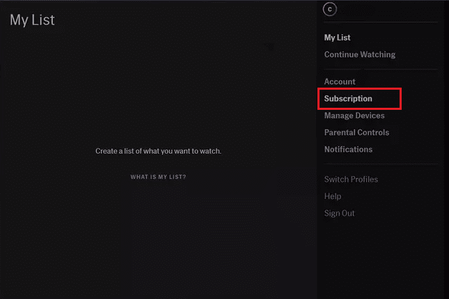 Haga clic en el nombre de su perfil y seleccione Suscripción en el menú desplegable | Cómo cancelar hbo en roku