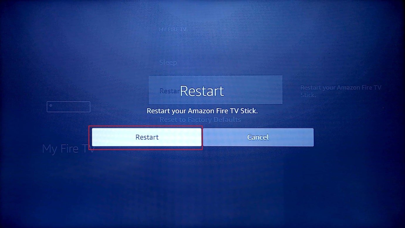 presione la opción de reinicio | Amazon dice que no hay conexión a Internet