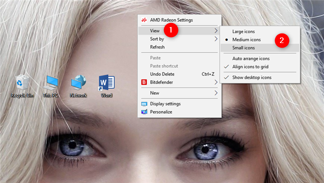 Opciones de tamaño de icono de Windows 10