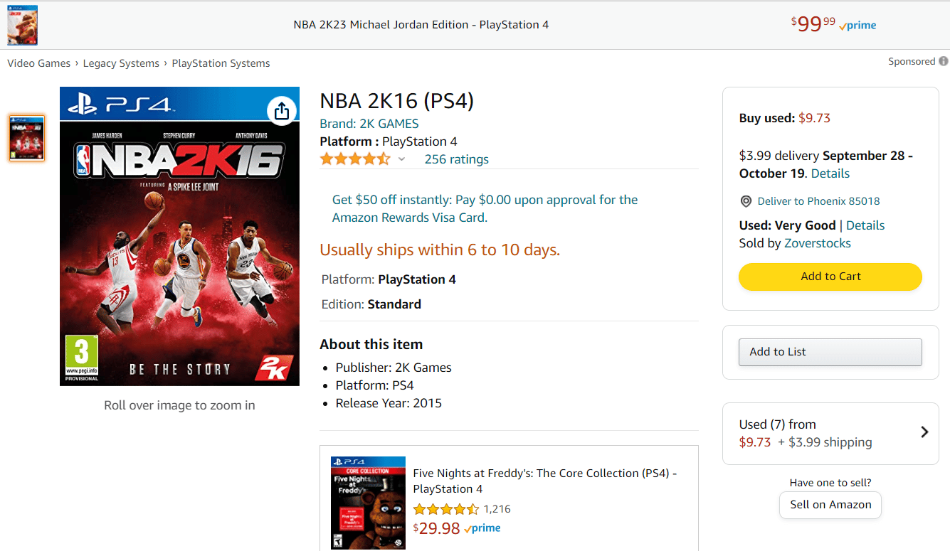 NBA 2K16 Edición Estándar PS4 Amazonas