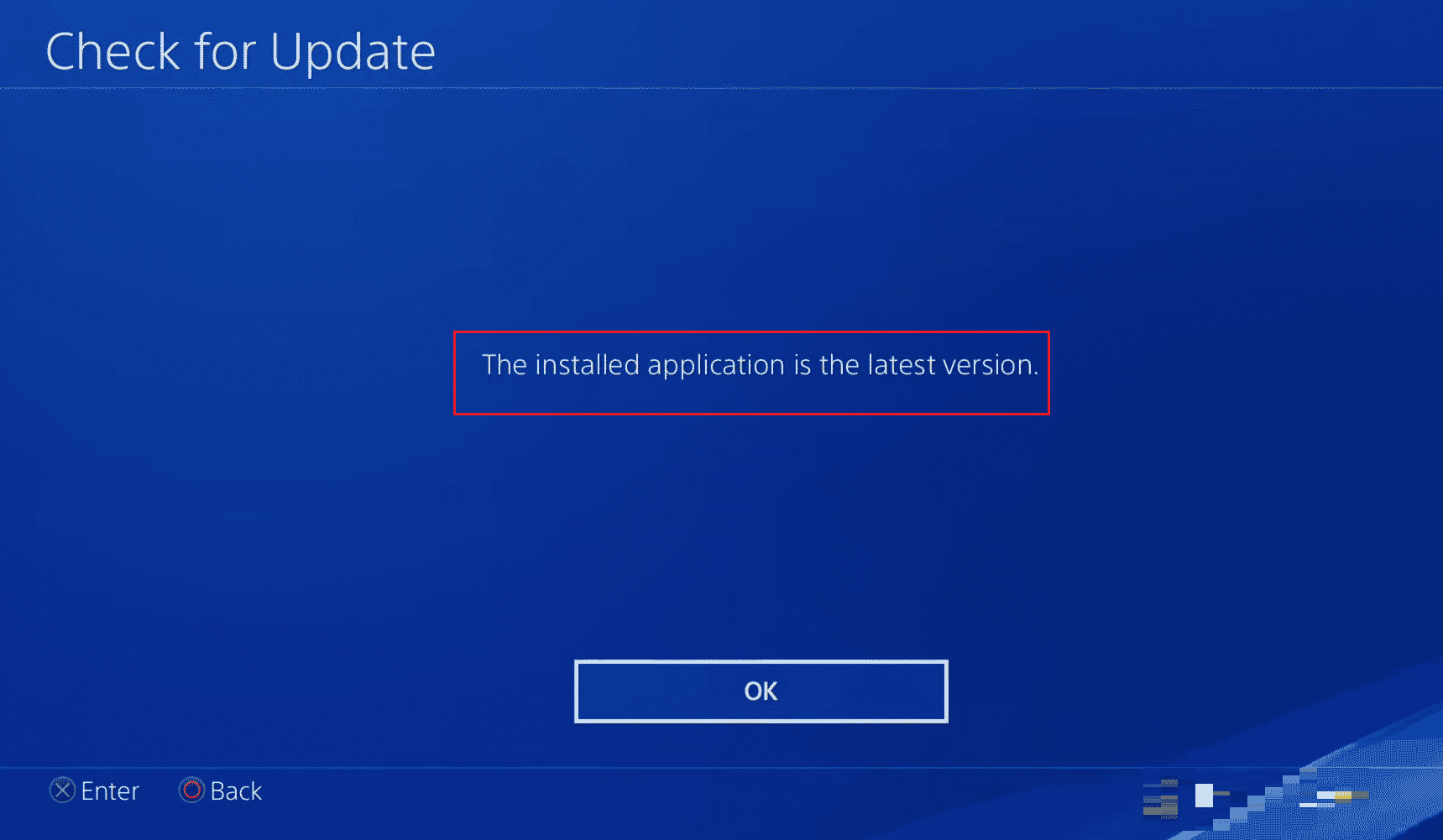 La aplicación instalada es la última versión PS4