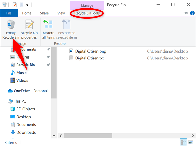 Vaciar papelera de reciclaje en Windows 10