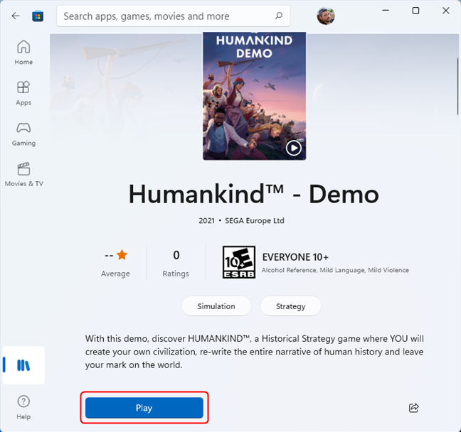 Una vez que el botón cambia a Jugar, el juego está instalado.