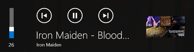 El concentrador de medios también está presente al aumentar y disminuir el volumen