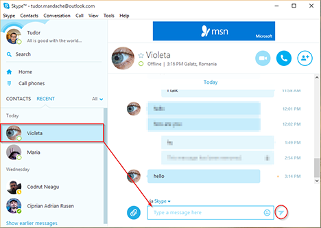 Windows, Skype, aplicación, chat, texto, grupo, conversaciones