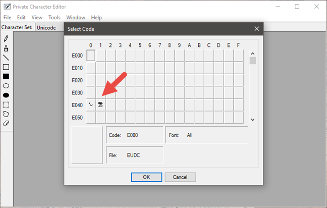 Editor de personajes privados, Windows