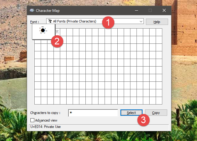 Editor de personajes privados, Windows