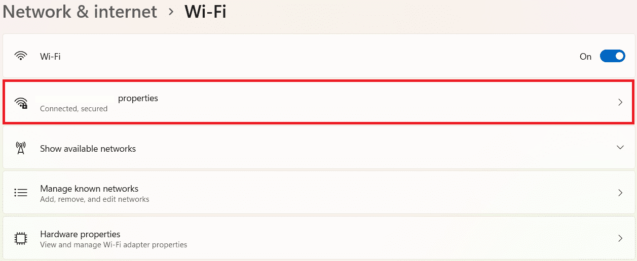seleccione Propiedades de red