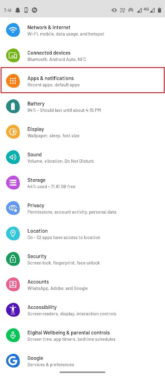 En ajustes ve a Aplicaciones y notificaciones