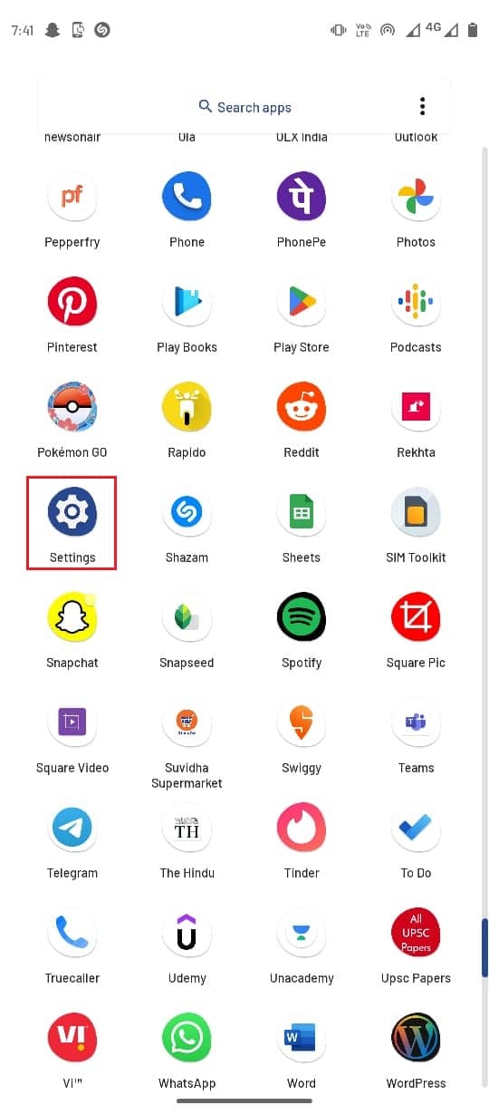 Navegue y seleccione Configuración.  Arreglar Actualmente no se puede enviar su mensaje en Outlook Mobile