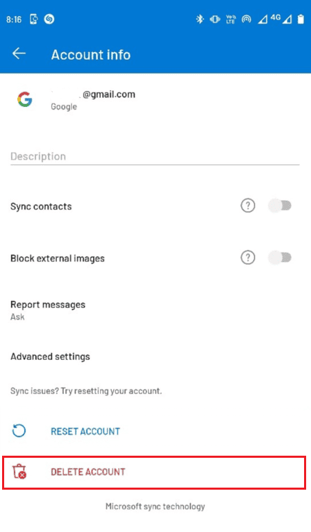Desplácese hacia abajo y seleccione ELIMINAR CUENTA