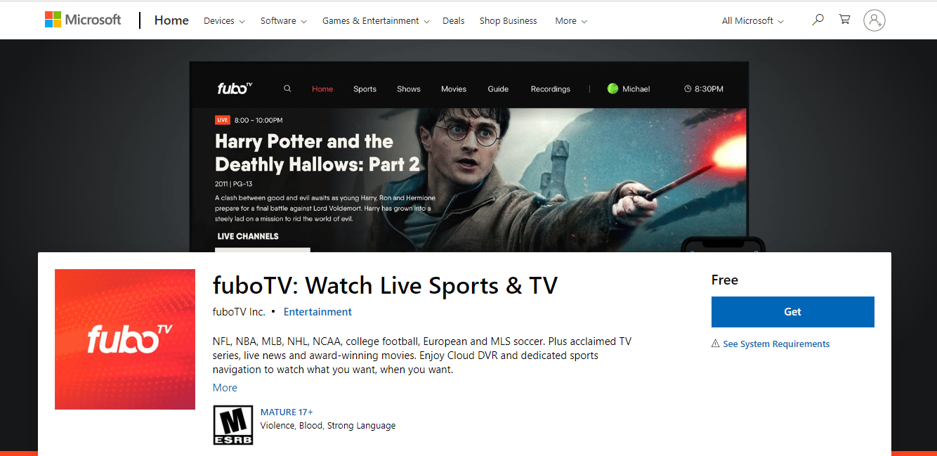 Abra la página de Microsoft.  ¿Por qué Fubo no funciona en Windows 10?