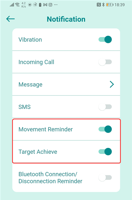 Puede habilitar varios recordatorios y notificaciones en la aplicación ASUS HealthConnect