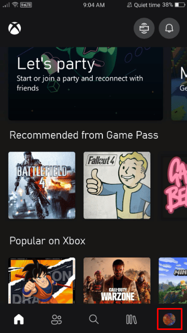 Toque el ícono de la foto de perfil en la esquina inferior izquierda