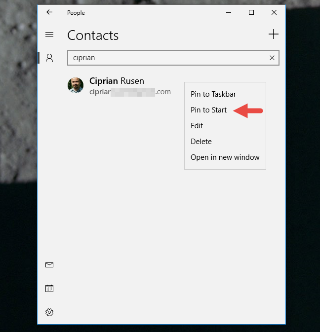 Windows 10, anclar contactos, anclar personas
