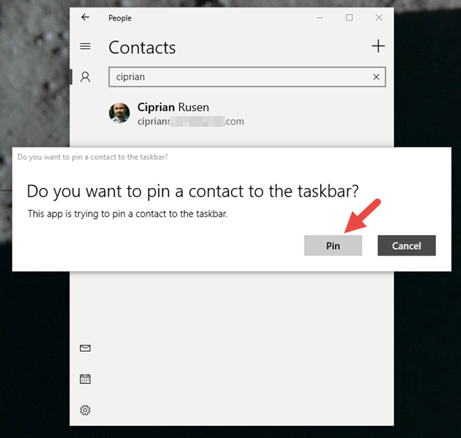 Windows 10, anclar contactos, anclar personas