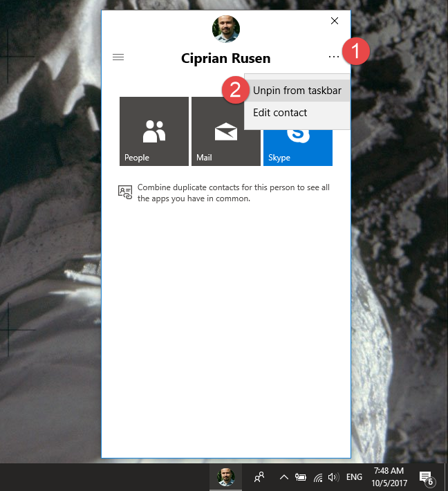 Windows 10, anclar contactos, anclar personas