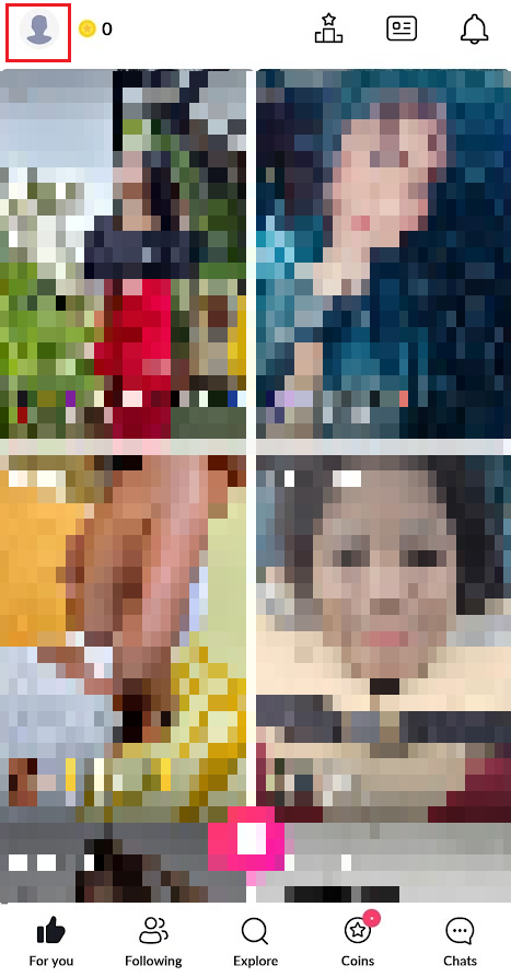 Toque el ícono de perfil en la esquina superior izquierda