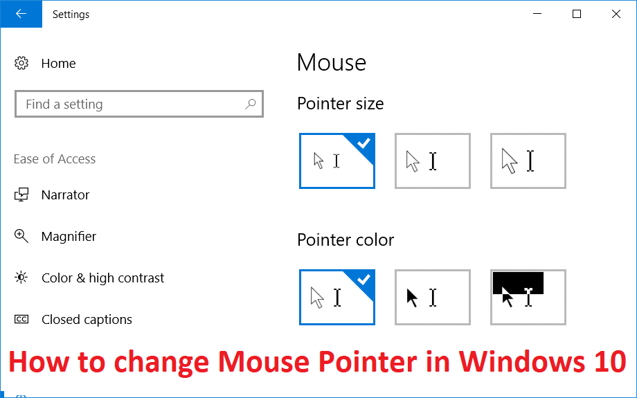 Cómo cambiar el puntero del mouse en Windows 10