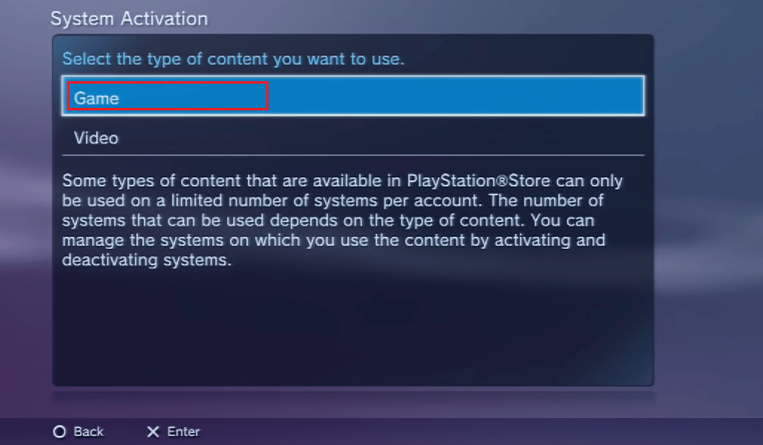 Seleccionar juego |  desactivar todos los sistemas PS3