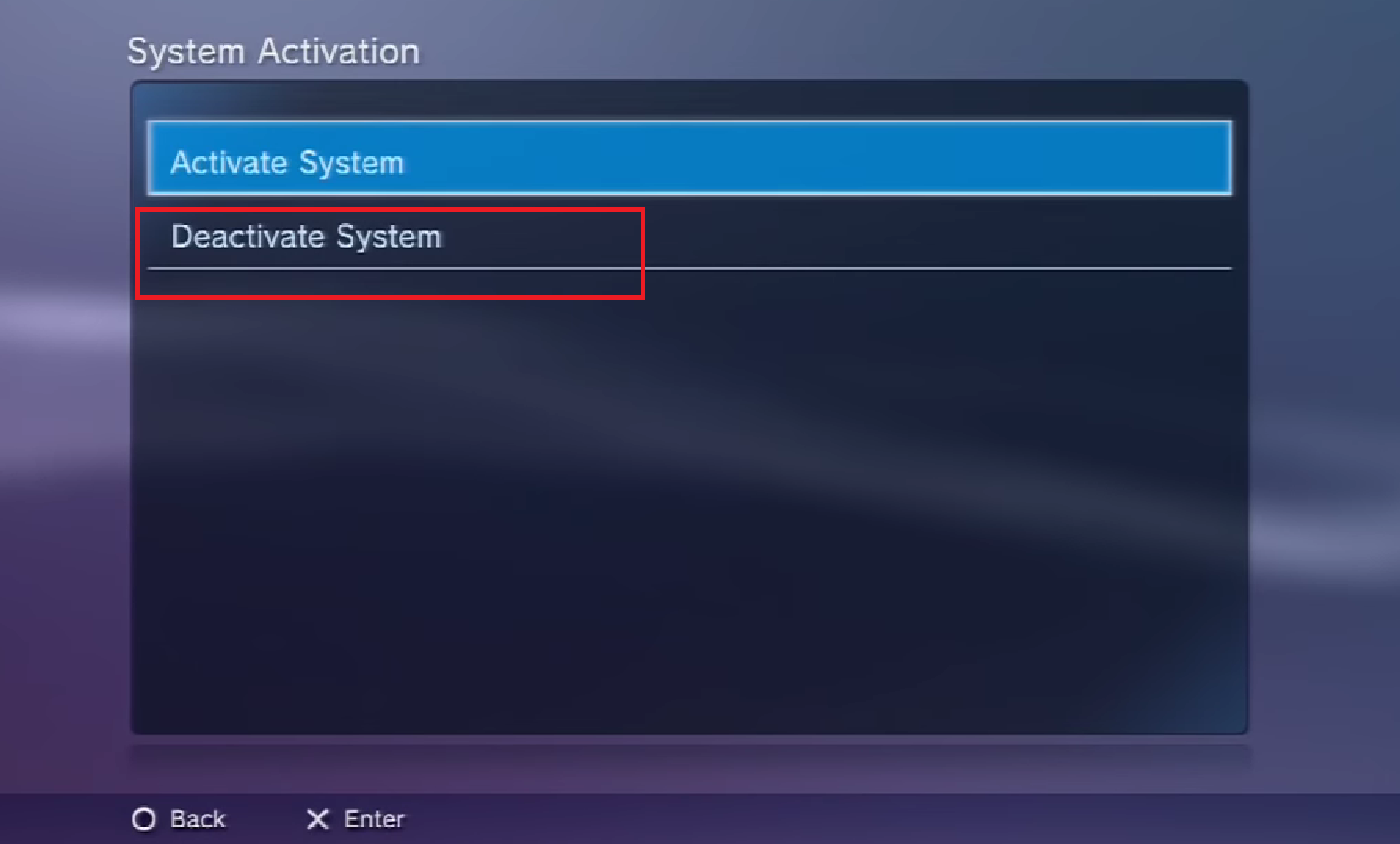 seleccione Desactivar sistema
