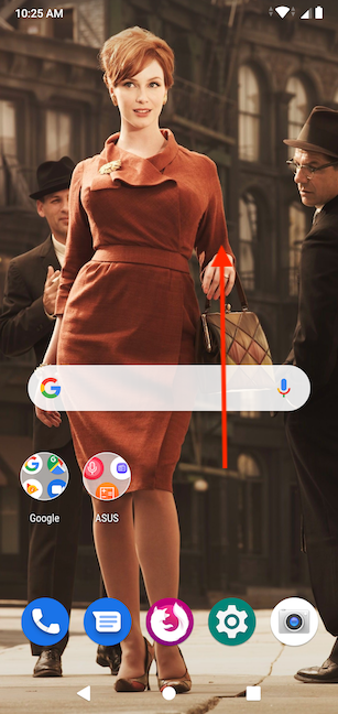 Deslice hacia arriba desde la pantalla de inicio para abrir Todas las aplicaciones
